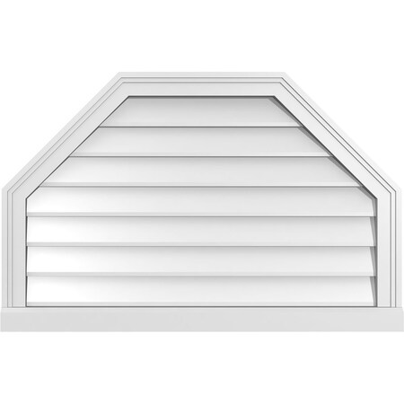 Ekena Millwork Octagonal Top Surface Mount PVC Gable Vent w/ 2"W x 2"P Brickmould Sill Frame, 34"W x 22"H GVPOT34X2203SN